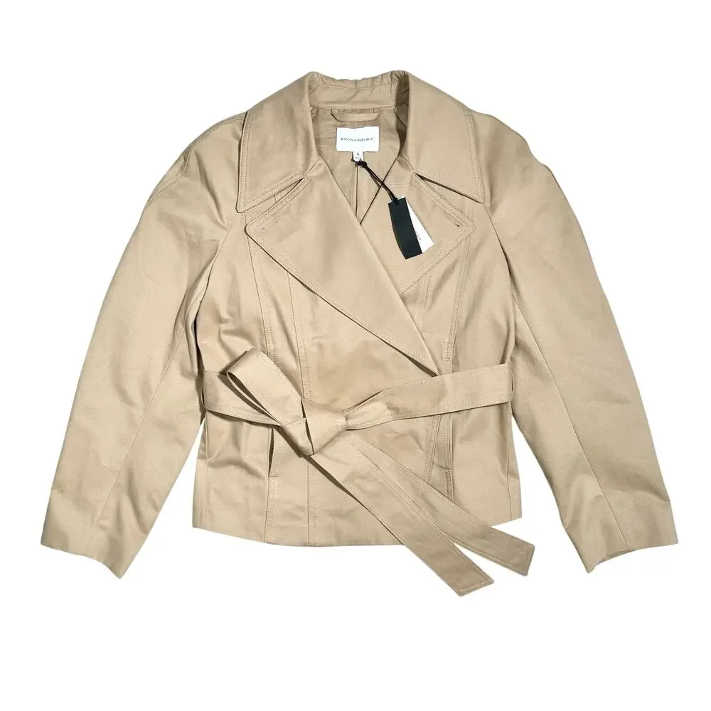 Banana Republic | Women | Beige Chic Cape Back Belted Short Trench Coat | Small - Picture 15 of 16